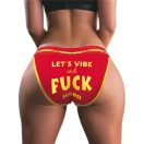 Vibrációs bugyi távirányítóval, Lovetoy, Printed Vibrating Sexy Panties, XS/S (60–68 cm derék), sárga, 10 m hatótáv, 7 sebesség, 2×AAA elemes