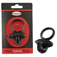   Vibrátoros péniszgyűrű, Malesation, Vibro Rabbit Ring, 3–3,4 cm átmérő, fekete, elemes (4 x LR41), ABS, csiklóizgató nyuszifül, stimuláló