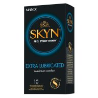   Óvszer, Manix, SKYN Extra Lubricated, 10 db, átlátszó, latexmentes, ultra vékony, extra síkosított, szilikonbázisú síkosítás, ondótartállyal, vegán