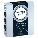 Óvszer, Mister Size, 57 mm, 3 db, átlátszó, ultra-vékony (0,05 mm), síkosított, spermatartályos, vegán, latex