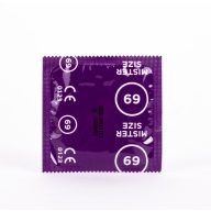   Óvszer, Mister Size, 69 mm, 1 darab, 6,9 cm átmérő, átlátszó, ultra-vékony (0,06 mm), síkosított, természetes latex, spermatartállyal