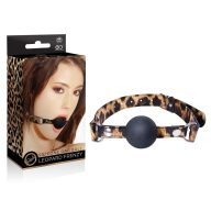   Golyós szájpecek, NMC, Leopard Frenzy Silicone Gag Ball, 4–4,4 cm, leopárdmintás, szilikon, állítható pánt