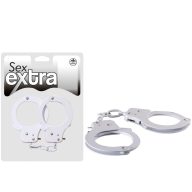   Fém bilincs, Nmc, Sex Extra Metal Cuffs, állítható méret, fehér, 2 kulccsal, erős, BDSM-hez és szerepjátékhoz