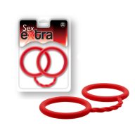   Szilikon csuklóbilincs, NMC, Sex Extra Silicone Cuffs, One Size, piros, bőrbarát szilikon, rugalmas, nyújtható összekötő pánt, szerepjátékhoz