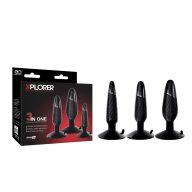   Análdugó szett, NMC, Xplorer Butt Plug Kit, 3 db, 10,1-12,7 cm hossz, 2-4,2 cm átmérő, fekete, PVC, letapasztható, stimuláló felület