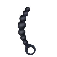   Anál gyöngysor, Nmc, Arse Beads, 16–20 cm, 3–3,4 cm átmérő, fekete, szilikon, bordázott, vízálló, rugalmas, 6 gömbös, kezdőknek, biztonságos fogóval