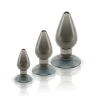   Análdugó szett, Nmc, Axinite 3-in-1 Set III, 3 darab, 11x4,5 cm; 14x6,1 cm; 18x7,6 cm, füstszínű, tapadókorongos, rugalmas TPE