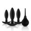 Anál tréning szett, NMC, Butties 3in1 Training Kit, 3 db anál dugó (8–12,5 cm, Ø 2,5–3,8 cm) + intimzuhany 6 cm, fekete, szilikon, vízálló, kezdőknek