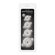   Péniszgyűrű szett, NS Toys, Renegade Vitality Rings, 4 darab, 3–3,4 cm átmérő, színtelen, TPE, vízálló, rugalmas, erekciótámogató