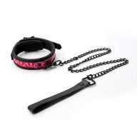   Nyakörv és póráz, NS Toys, Sinful 1'' Collar, 51-55 cm, rózsaszín, vinyl, állítható, 2,5 cm széles, pórázzal, BDSM