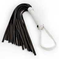   Korbács, NS Toys, GLO Bondage Flogger, 56-60 cm, zöld, bőr, sötétben világító nyél, S/M és szerepjátékokhoz