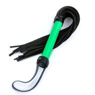   Flogger korbács, NS Toys, Electra, 46–50 cm, zöld, neoprén, neoprénnel bélelt, könnyen tisztítható, fetish paskoláshoz, szintetikus anyag