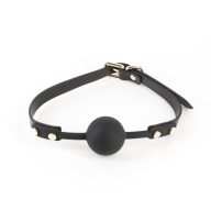   Szájpöcök, NS Toys, Fetish & Fashion Janice, 3,5–3,9 cm átmérő, fekete, szilikon, golyós, állítható műbőr pánt, klasszikus