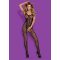 Cicaruha, Obsessive, F213, One Size (S–L), fekete, virágmintás háló, hullámmintás és rácsos díszítés, nyitott ágyékrész, zárt lábfej, rugalmas