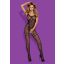 Cicaruha, Obsessive, F213, One Size (S–L), fekete, virágmintás háló, hullámmintás és rácsos díszítés, nyitott ágyékrész, zárt lábfej, rugalmas