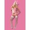 Nyuszi jelmez, Obsessive, Bunny Suit 4 pcs, L/XL, rózsaszín, 4 részes szett, harisnyatartós felső, necc combfix, nyuszifül és bolyhos farok, szexi