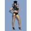 Rendőrnő jelmez, Obsessive, Police Set, S/M, fekete, nylon, szexi wet look, top és forrónadrág, sapkával és műbőr övvel, karabineres kötelekkel