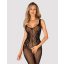 Cicaruha, Obsessive, G335, One Size (S-L), fekete, virágmintás hálós, nyitott ágyékkal és háttal, rugalmas, megerősített lábfej, nylon/elasztán