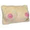 Mell formájú plüss párna, Orion, Breasts Plush Pillow, 24 x 37 x 19 cm, testszínű rózsaszín mellbimbókkal, puha, humoros, dekoratív, poliészter