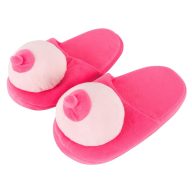   Mell formájú papucs, Orion, Boobs Slippers, One Size (42-45), rózsaszín, plüss poliészter, csúszásgátlós talp, bimbós dizájn, humoros ajándék