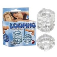   Péniszgyűrű szett, Orion, Silicone Rings Looping, 2 db, 2,5–2,9 cm, átlátszó, nagyon rugalmas, ftalátmentes TPE, golyós, érdesített, vízálló