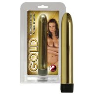   Klasszikus vibrátor, Orion, Gold Vibrator, 17 cm, 2,5 cm átmérő, arany, ABS, állítható rezgés, elemes (2x AA), sima, fényes felület, kezdőknek