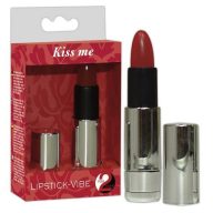   Mini vibrátor, Orion, Kiss Me Lipstick, 8,7 cm, ezüst, elemes, rúzs formájú, diszkrét, fokozatmentesen állítható rezgés, levehető kupak, zselés fej