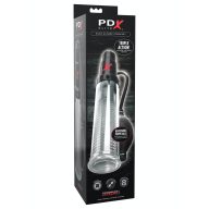   Péniszpumpa és maszturbátor, Pipedream PDX Elite, Suck-N-Pump Stroker, 31-35 cm, átlátszó/fekete, vibrátoros, 2 x AA elemes, TPR