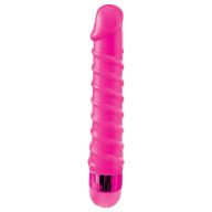   G-pont vibrátor, Pipedream Classix, Candy Twirl Massager, 16-20 cm, rózsaszín, vízálló, bordázott, elemes (2x AAA), ABS műanyag, 5 rezgési fokozat