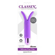   Kétágú csiklóvibrátor, Pipedream, Classix Silicone Fun Vibe, 11-15 cm, lila, szilikon, rugalmas, hipoallergén, 3 fokozatú, elemes (1xAAA), kezdőknek