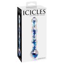 Üveg dildó, Pipedream, Icicles No. 8, 16-20 cm, áttetsző-kék, kézzel fújt, vízálló, hűthető-melegíthető