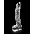 Üveg dildó, Pipedream, Icicles No.61, 16-20 cm, áttetsző, spirálbarázdás, herés, realisztikus, vízálló