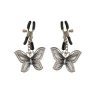   Mellcsipesz, Pipedream - Fetish Fantasy Series, Butterfly Nipple Clamps, 6-10 cm, ezüst, állítható, műanyag, pillangó díszítés, BDSM
