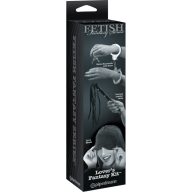   BDSM szett, Pipedream, Lover's Fantasy Kit – Fetish Fantasy Series Limited Edition, 3 darab, fekete-ezüst, vinil, kulcsos bilincs, szemmaszk, korbács