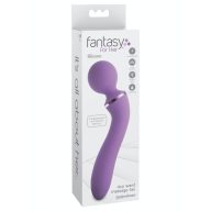   G-pont vibrátor, Pipedream - Fantasy For Her, Duo Wand Massage-Her, 16–20 cm, lila, kétvégű, szilikon, akkumulátoros, vízálló
