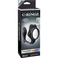   Vibrátoros péniszgyűrű anális stimulátorral, Pipedream Fantasy C-Ringz, Rock Hard Ass-Gasm, 6–10 cm, Ø 4–4,4 cm, fekete, szilikon, vízálló, 1 x AAA