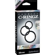   Péniszgyűrű szett, Pipedream - Fantasy C-Ringz, Silicone 3-Ring Stamina Set, 3 darab, fekete, szilikon, vízálló, rugalmas, erekciótámogató