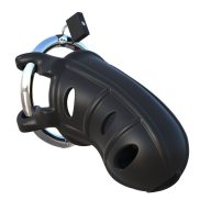   Pénisz szüzességi ketrec, Pipedream, Fantasy C-Ringz Hardcore Silicone Cock Blocker, 8,5 cm, fekete, szilikon, lakattal és 2 kulccsal