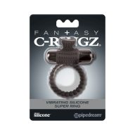   Vibrátoros péniszgyűrű, Pipedream, Fantasy C-Ringz Super Ring, belső átmérő 2,9 cm, fekete, szilikon, vízálló, elemes (3 x LR44), csiklóizgatós