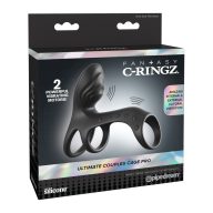   Vibrációs péniszgyűrű, Pipedream - Fantasy C-Ringz, Ultimate Couples Cage Pro, 16–20 cm, fekete, 2 motoros, akkumulátoros, kettős csiklóizgató