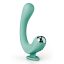 Rabbit vibrátor, JimmyJane, Reflexx Rabbit 2, 16-20 cm, zöld, szilikon, kétmotoros (motoronként 10 mód), vízálló, akkumulátoros, G-pont és csiklóizgató, melegítő funkció, ergonomikus, ujjtartóval