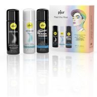   Síkosító szett, pjur, Pride Box, 3 x 30 ml, natúr, szilikonbázisú és vízbázisú, análhoz is, pároknak, utazó méretű