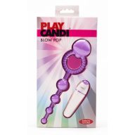   Vibrátoros péniszgyűrű anális gyöngyökkel, Loverzzz, Play Candi Blow Pop, 11-15 cm, 4-4,4 cm, lila, 7 rezgésmód, 4 gyöngyös, ABS, 3 x LR44 elemes
