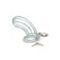   Tisztasági ketrec, Rimba, Chastity With Padlock Metal, 11–15 cm, 4,5–4,9 cm átmérő, ezüst, fém, lakattal, BDSM és szerepjátékokhoz