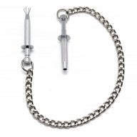   Mellcsipesz, Rimba, Nipple Clamps, 2,6–3 cm hossz, 0,7–0,79 cm átmérő, ezüst, fém, BDSM/fétis, szorító hatású, masszív, mellbimbóra
