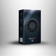   Péniszgyűrű, Rocks-Off, Twisted, 1,6–2,4 cm, fekete, szilikon, rugalmas, csavart mintás, vízálló, kényelmes illeszkedés, állóképességet fokozó