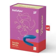   Páros vibrátor, Satisfyer, Double Whale, 6-10 cm, kék, kétmotoros, akkumulátoros, vízálló (IPX7), bőrbarát szilikon, csikló- és hüvelystimuláció