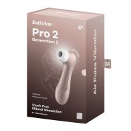   Léghullámos csiklóizgató, Satisfyer, Pro 2 Generation 2, 16–20 cm, 4,5–4,9 cm, rézvörös, akkumulátoros, vízálló, 11 szívófunkció, ABS, szilikon fej