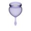 Menstruációs kehely szett, Satisfyer, Feel Good Menstrual Cup, 15 ml + 20 ml, lila, orvosi szilikon, szivárgásmentes, antibakteriális tárolóval