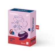   Páros vibrátor, Satisfyer, Double Joy, 9 cm, lila, app-vezérelt, akkumulátoros, vízálló (IPX7), kétmotoros, csikló- és G-pont stimuláció